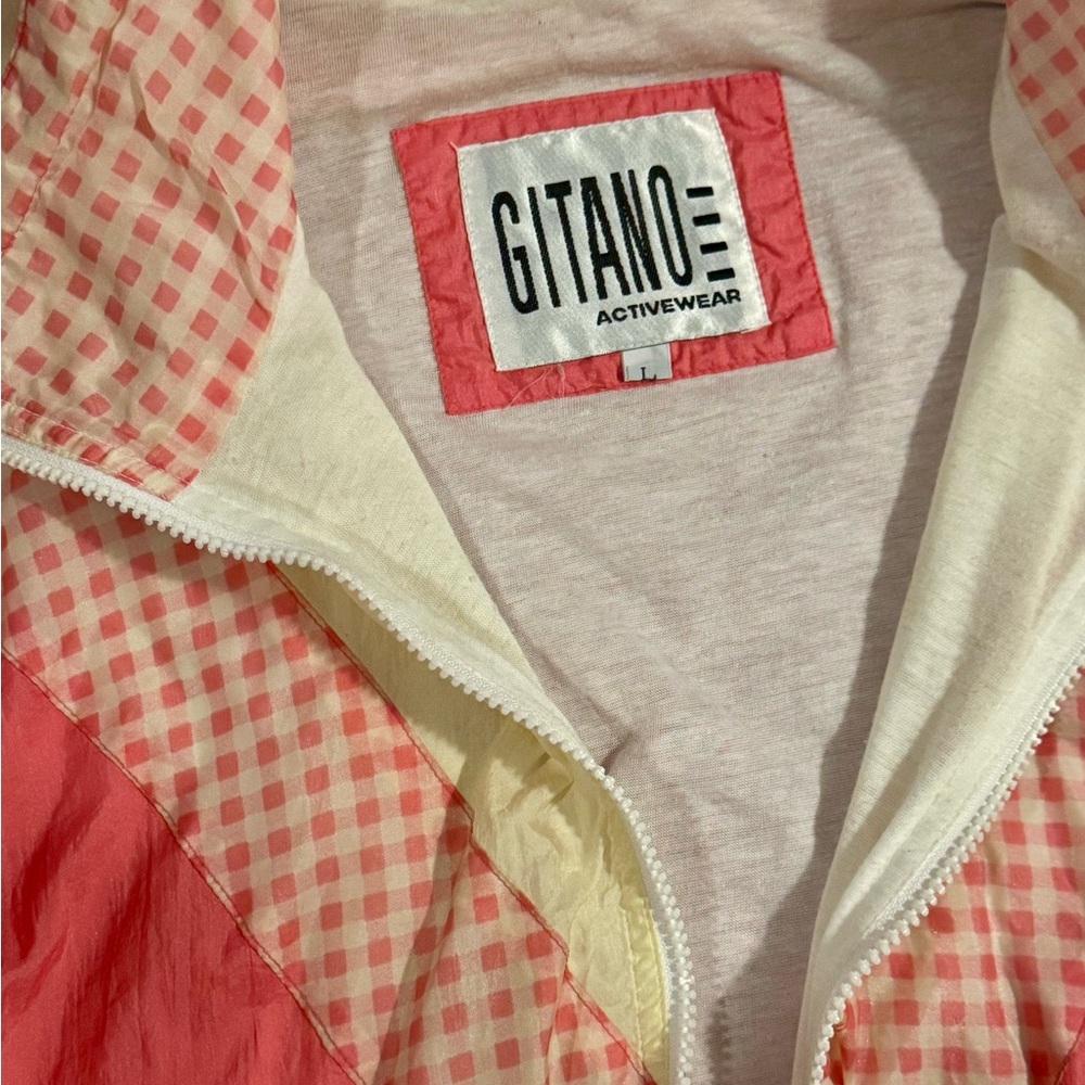 VTG 80s Windbreaker Color Block Jacket Womens LG Gitano Activewear Full Zip Pink - Picture 6 of 9